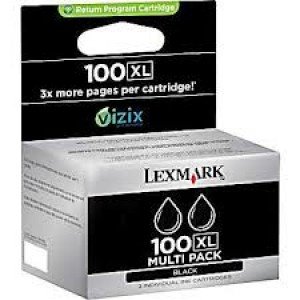 Lexmark 100XL Dual-Pack 14N1203 Black Ink Cartridge 510 Pages - Original